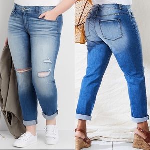 Kancan Distressed boyfriend jeans medium wash destructed ripped cuffed plus 20